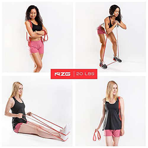 NonZero Gravity 100% Latex-Free Organic Rubber Power Resistance Bands | Compact Durable Hypoallergenic Bands for Strength Training & Workouts | 11 Levels (10 to 140 Lbs) - color: 2. Red-20 lb