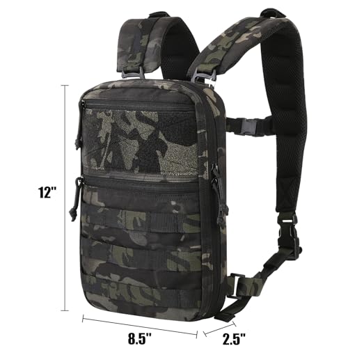 PETAC GEAR Tactical Molle Hydration Pack for 1.5L - Lightweight Water Reservoir Bag for Molle Vest Backpack, for Hiking, Hunting - style: MCBK without bladder