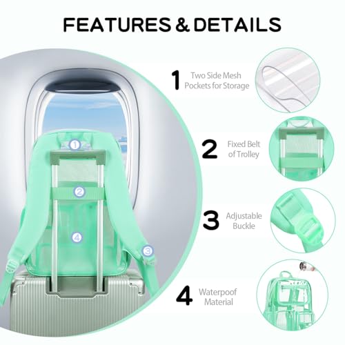 Cusangel Heavy Duty Clear Backpack,16.5 x12 x5inch TPU Large Capacity See Through Backpack for Sport Events,Travel (Green) - color: Green