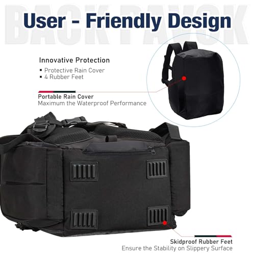 Piscifun Fishing Tackle Backpack with 2 Rod Holders, 4 Boxes & Rain Cover - color: Black