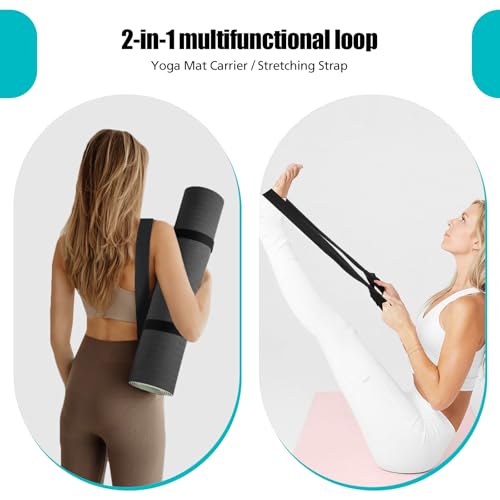 Yoga Mat Carrier Strap, Adjustable Thick Straps Sling for Carrying Large Mats, Stretching Band - color: Black