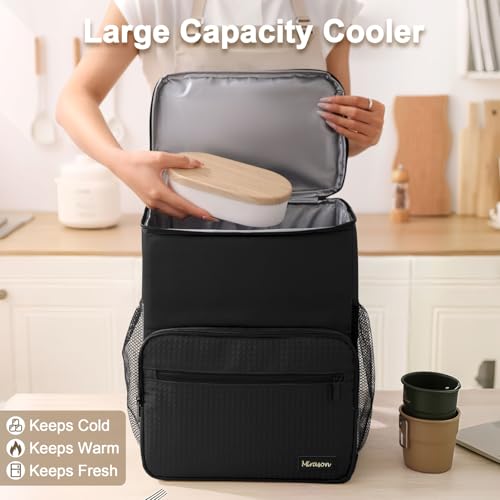 MIRASON Cooler Backpack Insulated Leak Proof Beach Backpack Cooler Bag, Cooling Beer Lunch Backpack Cooler for Men Women Picnic Hiking Camping Travel with 4 Pockets - color: Black
