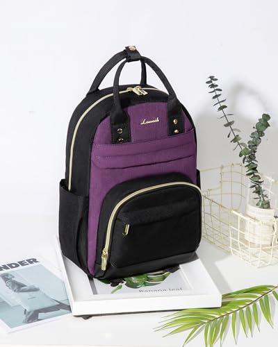 LOVEVOOK Mini Backpack Purse for Women, Small Backpack Bag, Stylish Light Weight Daily Travel Backpack, Black-Purple, 15 Inch - color: Deep Purple-black, size: 15 Inch