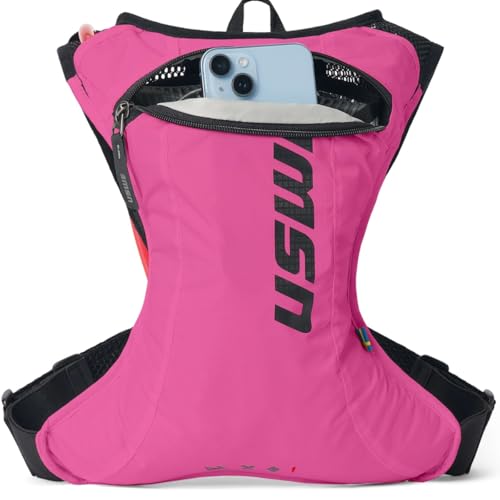 USWE Race 2.0, Ultra Lightweight Hydration Backpack with 2.0L / 70oz Water Bladder, Leak Proof Pack for Gravel, MTB, Running, Hiking, Cycling, Camping, Biking for Men,Women - color: Pink