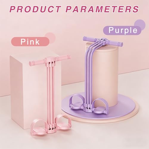 Pedal Resistance Bands with Handles,6-Tube Elastic Yoga Foot Pedal Resistance Band, Natural Rubber Tension Rope, Fitness Shaping Yoga for Abdominal, Leg, Arm and Back Slimming Trainingce - color: Pink