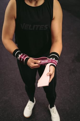 Velites - Official Crossfit® Games Quad Ultra Grips - No Chalk and Smooth Bars - Wristbands and Carry Bag Included - Pull-ups, Muscle-ups and Toes to bar - color: Pink, size: X-Large