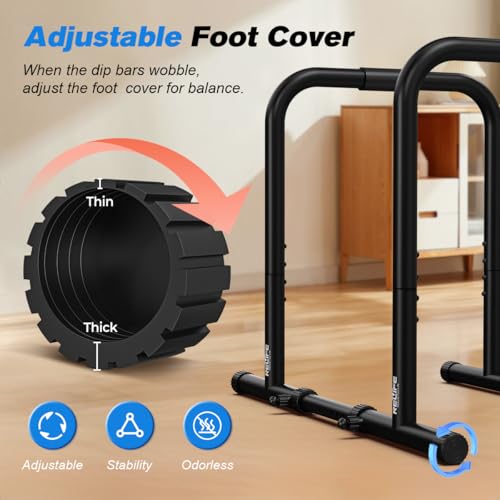 RELIFE REBUILD YOUR LIFE Dip Station Functional Heavy Duty Dip Stands Fitness Workout Dip bar Station Stabilizer Parallette Push Up Stand - color: Black