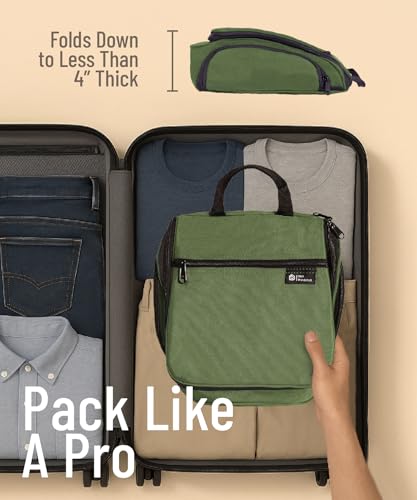 D&D Wanderlust Hanging Travel Toiletry Bag for Women & Men, Large Organizer - color: Green Large