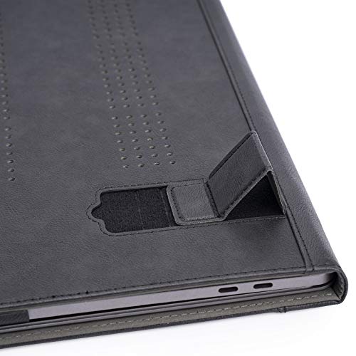 TYTX Compatible with MacBook Pro Leather Case 15 Inch 2016-2019 Release (A1990 A1707) Laptop Sleeve Protective Folio Book Cover with Vents, Black - color: Black