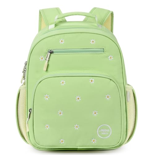 mibasies Girls Backpacks Ages 5-8: Quilted Backpack for Kids - Cute 15 Inches Bookbag for Kindergarten Elementary School Daisy Green - color: Daisy Green, style: Kids-15"h