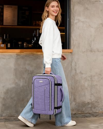 Travel Carry On 17.5" Laptop Expandable Backpack for Men Women, Personal Item Bag Waterproof Airline Approved with USB Charging Hole 3 Packing Cubes, Large Weekender Daypack Business Luggage Suitcase - color: Purple, size: Expandable