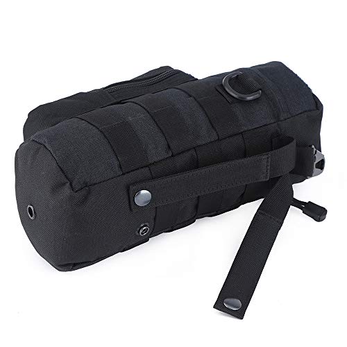 Molle Water Bottle Holder, Tactical Water Bottle Pouches for Backpack with D-Ring Hook - color: Black