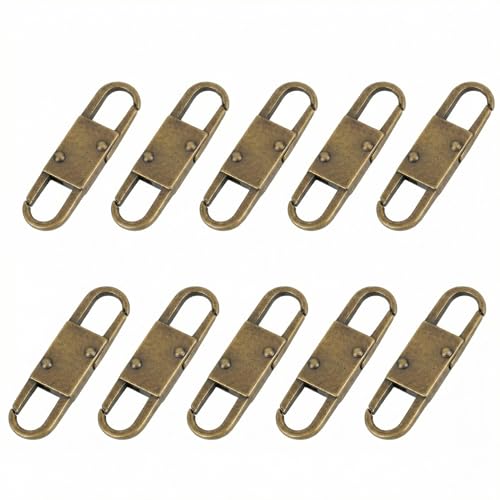 MILAKE 10 Pcs Premium Anti-Theft Zipper Lock, Small Clips for Bags, Backpacks, Purses, Luggage, Zipper Pull Replacement, Durable Multi-Color Set for Travelers, Hikers, and Daily Commuters (Bronze) - color: bronze