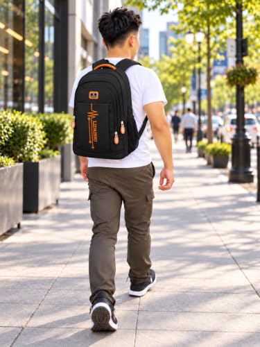 Unisex Lightweight Backpack, Multi-Pocket Daypack, Water-Resistant Travel & School Bag, Casual Everyday Rucksack (Orange)