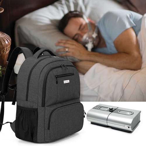 CURMIO CPAP Travel Backpack Compatible for ResMed AirSense 9, AirSense 10, AirSense 11, Philips System One, CPAP Carry On Bag for CPAP Machine & Supplies, Black, Patent Design - color: Black