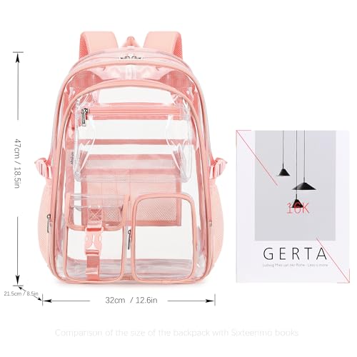 abshoo Large Clear Backpack For Girls Women School Bookbag Heavy Duty Transparent Backpacks (Baby Pink) - color: Baby Pink
