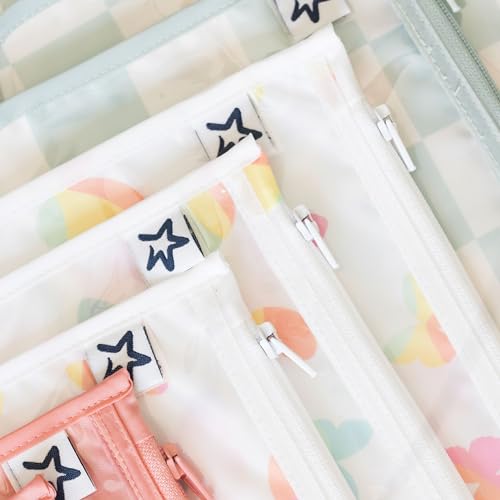Tiny Twinkle Diaper Bag Organizing Pouches|3 Pack Mess-Proof Clear Front Travel Organizer Bags&TSA Approved Toiletry Bag Set for Baby and Mom Essentials - color: Butterflies