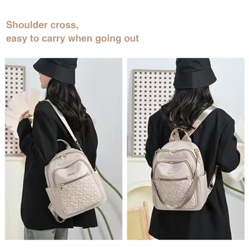 Women Casual Backpack: Multi-Pocket, Large-Capacity, Fashionable & Wear-Resistant - for Travel and Daily Commuting-white - color: White