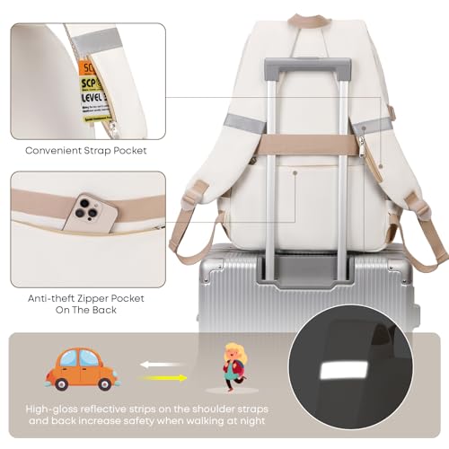 3PCS School Backpack For Student Women College Middle High Teen Girls Bookbag Waterproof Laptop Bag Beige Khaki - color: Beige Khaki