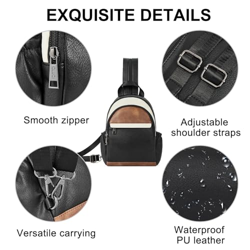 CLUCI Sling Bag for Women Leather Women's Backpack Small Convertible Backpack Purse Crossbody Bag for Travel - color: 0-5 Black With Brown
