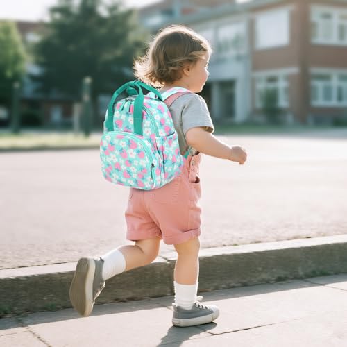 Bluboon Toddler Backpack for Girls Boys 2-4 Cute 12" Preschool Kindergarten Backpacks Kids Daycare Bags School Travel (Pink Strawberry Flower - Mint Green, Age 2-4 (12" H not Fit A4 Folder)) - color: Pink Strawberry Flower - Mint Green, size: Age 2-4 (12"