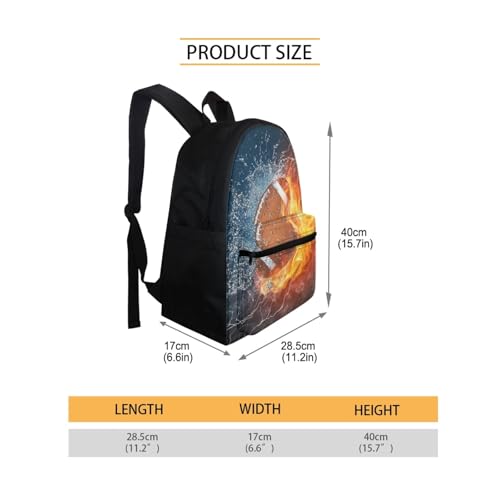 AFPANQZ Men's Backpacks Basketball Fire Print Big Capacity Schoolbags with Front Pocket Bookbag Waterproof Rucksack Multi-function Pockets School Bags for Elementary School - color: Baseball Fire