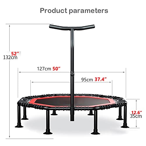 Trampoline Folding Mini Trampoline with Foam Handle Bar, Fitness Rebounder for Adult Indoor and Outdoor Exercise, Kids Balance Training Equipment (Size : 50in) - size: 50"