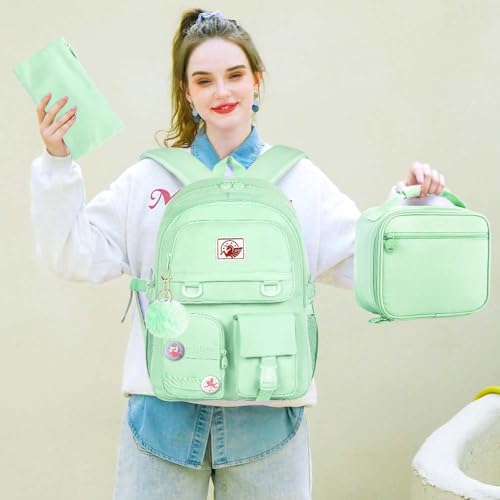 CCJPX Girls Backpack, 16 inch School Laptop Bag College Bookbag, Anti Theft Daypack for Teens Girls Students Women - color: Green