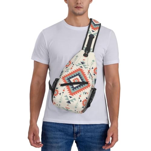 Sling Backpack Unisex Crossbody Chest Bag Shoulder Chest Bag For Women Men Hiking Travel - color: Aztec
