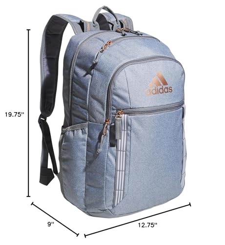 adidas Excel 7 School Backpack for Laptop, Gym and Travel, 34L, Twill Grey/Grey/Rose Gold/7, OSFA - color: Twill Grey/Grey/Rose Gold/7, size: One Size
