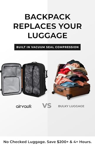 AirVault Vacuum Seal Travel Backpack 60L with Expandable HyperSeal Air Compression Vacuum System Water Resistant TSA Lock (Vacuum Pump Included, Gray, 60L) - color: Gray