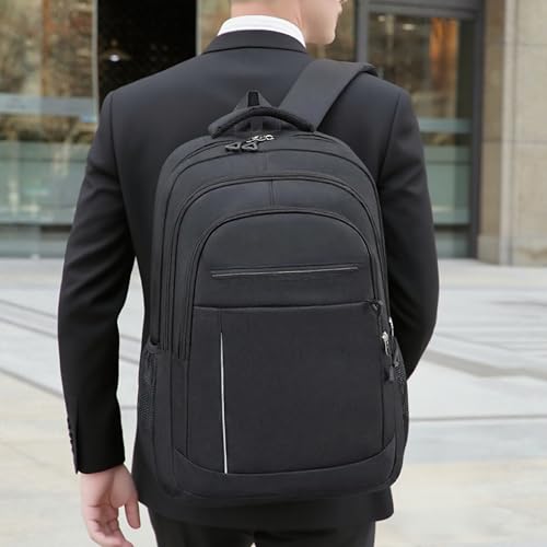 Large Capacity Travel Laptop Backpack, durable and lightweight, 4 compartments, waterproof front, breathable back (black) - color: Black