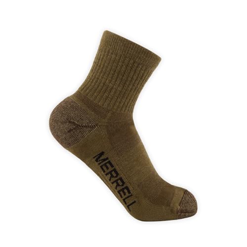 Merrell Unisex 3-pack Trekker Outdoor Ankle Socks, Mid-height Wool Blend Trail Socks Multi-pack - color: Olive, size: Small-Medium