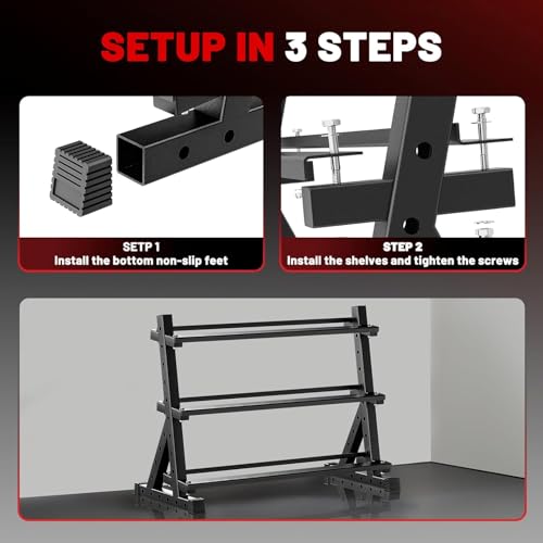 PAPABABE Hex Dumbbell Set with Rack, Rubber Encased Free Weight with Weight Storage Racks, Multiple Weight Options for Home Gym and Fitness - style: 630LB with 3-Tier Weight Rack