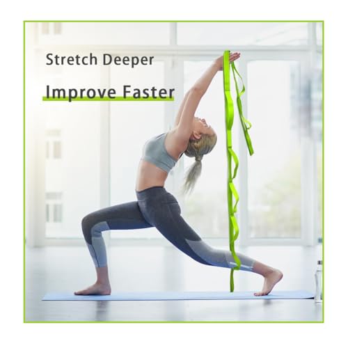 Yoga Strap Stretching Strap 10 Loops Non-Elastic Exercise Strap for Pilates, Dance Exercise Training Multi-Loop Stretching Band - color: Orange