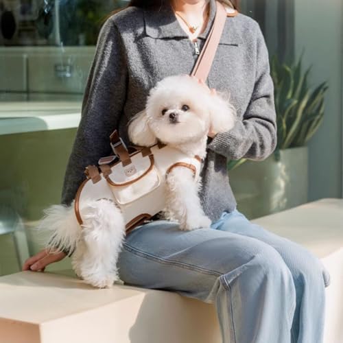 Portable Breathable Pet Carrier Sling & Backpack for Dogs & Cats, Adjustable Full-Body Harness with Traction Leash, Crossbody & Car-Friendly (Small)