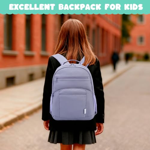 NOL Natural Organic Lifestyle Kids Backpack, School Backpacks for Teens Girls Boys, School Bookbag with Pencil Bag & Reflective Stripe for Elementary School - Light purple - color: Light Purple