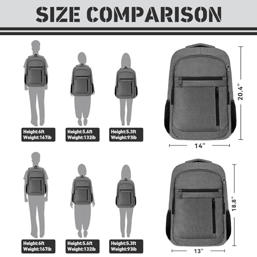 18.4" Large Laptop Backpack,Business Travel Big Approved Slim Work Bag - color: Grey, size: 3X-Large