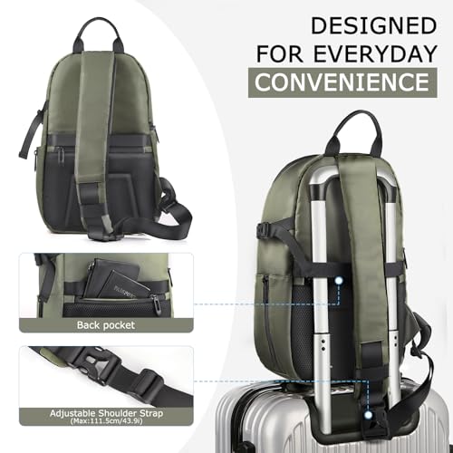 TAAOKA Camera Sling Bag, DSLR/SLR/Mirrorless Camera Backpack Case Shockproof Photography Backpack with Tripod Holder & Removable Modular Inserts Compatible with Canon/Nikon/Sony/Fuji - color: Green, size: Medium 9.06 x 5.12 x 15.16 inches