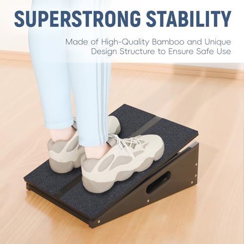 Wood Slant Board Calf Stretcher - Professional Calf Stretcher Slant Board for Physical Therapy, Incline Stretching, and Rehabilitation Exercises - Durable and Adjustable Balance Tool - color: Black