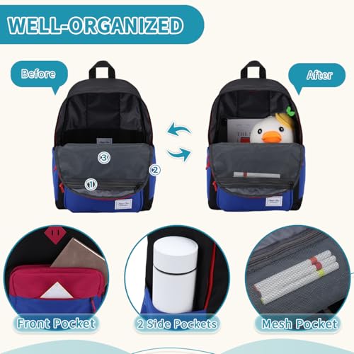 Chase Chic Kids Backpack for Girls - 17 inch School Backpacks for Toddler Fits 6 to 12 Years Old - Lightweight Water Resistant Preschool Bookbag for Travel Daycare (Black Blue) - color: Black&blue
