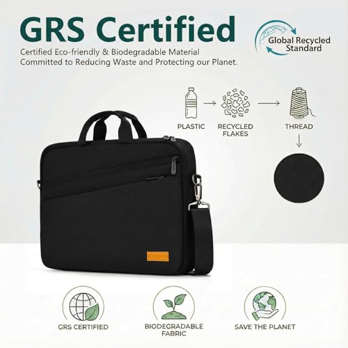bagasin 17 17.3 inch Laptop Computer PC Shoulder Bag Carrying Case, Water-Repellent Fabric Briefcase, Lightweight Toploader, Business Casual or School - color: Black, size: 17-17.3