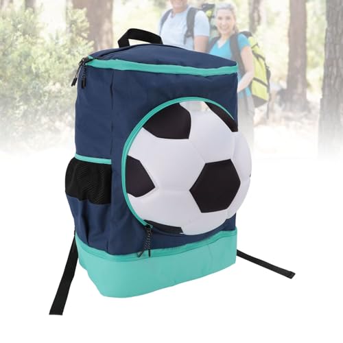 Soccer Backpack with Ball Compartment, Shoe Compartment, Football Bag with Shoe Compartment, Water Resistant, Men & Women, Basketball Bag, for - color: Green with Blue, size: Children Size (Fits Size 4 Ball)