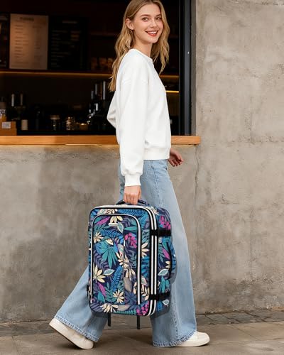 Travel Carry On 17.5" Laptop Expandable Backpack for Men Women, Personal Item Bag Waterproof Airline Approved with USB Charging Hole 3 Packing Cubes, Large Weekender Daypack Business Luggage Suitcase - color: Tropical Leaves, size: Expandable