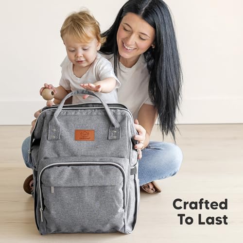 KeaBabies Baby Diaper Bag Backpack - Large Baby Bag for Boys, Girls, Waterproof Multi Function Travel Diaper Backpack with Changing Pad, Durable Travel Essentials for Moms and Dads (Classic Gray) - color: Classic Gray