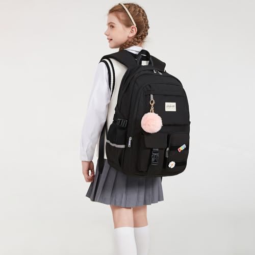 abshoo School Backpack for Girls Teen Elementary Middle High School Bookbag - color: Black
