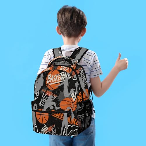 Basketball Theme Backpack Set for Kids,School Bookbag with Lunch Box and Pencil Pouch Bag(Basketball) - color: Basketball