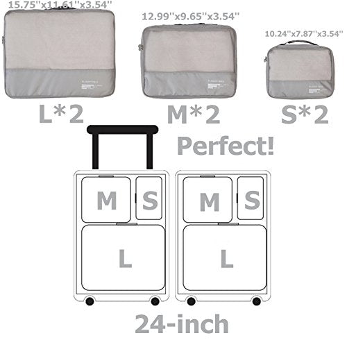 Packing Cubes Set Travel Luggage Organizers Suitcase Lightweight Accessories - color: Gray