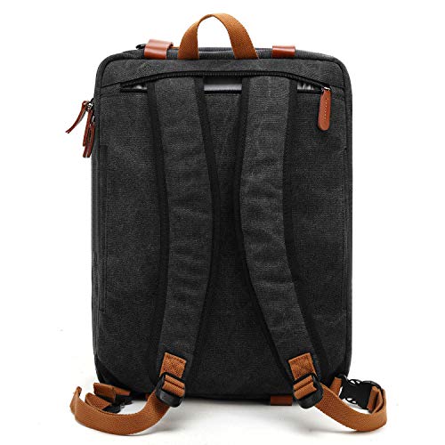 CoolBELL 15.6Inches Convertible Backpack Messenger Shoulder bag Laptop Case Handbag Business Briefcase Multi-functional Travel Rucksack Fits 15.6 Inch Laptop For Men/Women (Cancas Black) - color: Canvas Black, size: 15.6 Inches