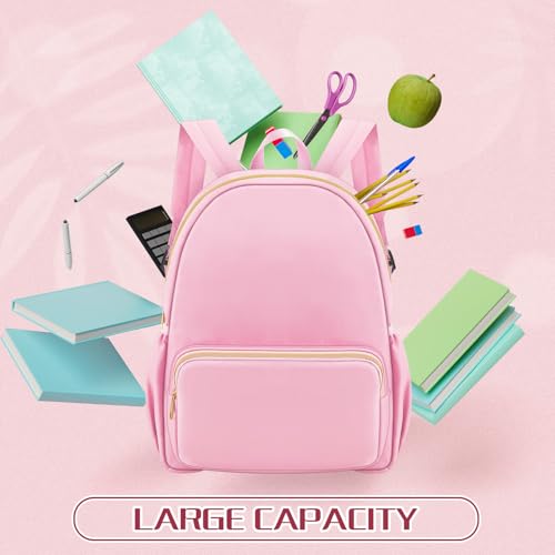 1 Piece Nylon Backpack Kids School Backpack for Toddler Girls Boys Plain Waterproof Preppy Bookbags Travel for Student (Pink) - color: Pink